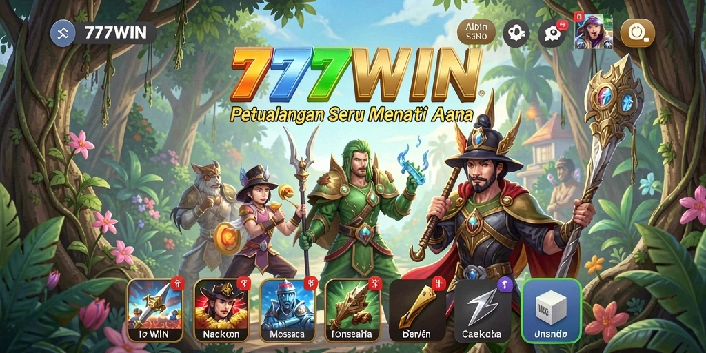 Tangkapan layar utama 777WIN menampilkan aksi seru dalam petualangan.