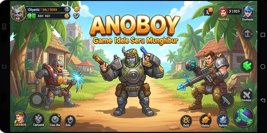 Tampilan gameplay ANOBOY yang menarik dan penuh warna.