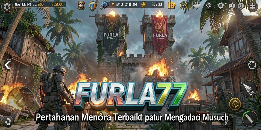 Tampilan gameplay yang mendebarkan dari FURLA77 dengan strategi menara yang jitu.