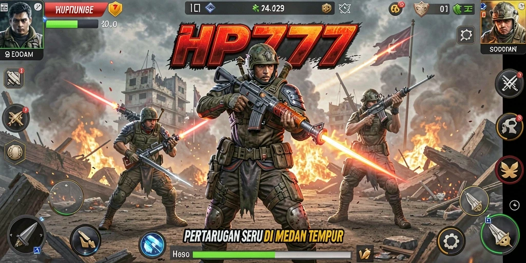Tampilan gameplay HP777 yang penuh aksi pertarungan yang menegangkan.