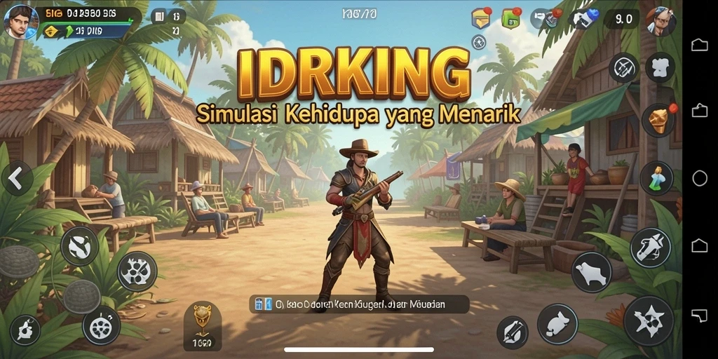 Tampilan gameplay menarik dari IDRKING menunjukkan kehidupan virtual yang dinamis.