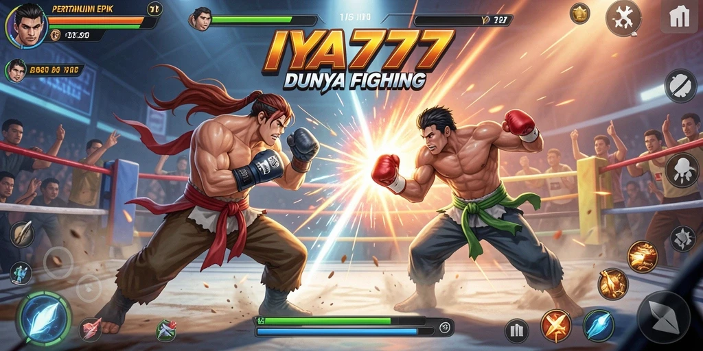 Screenshot gameplay IYA777 yang menunjukkan pertarungan seru antar karakter.