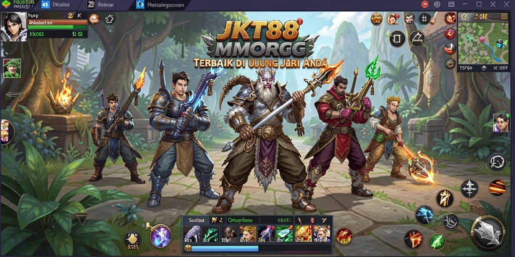 Tampilan gameplay seru dalam JKT88 dengan aksi petualangan MMORPG.