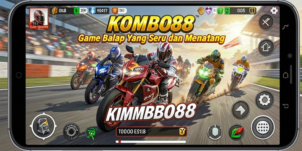 Screenshot gameplay menunjukkan aksi balapan mendebarkan di KOMBO88.