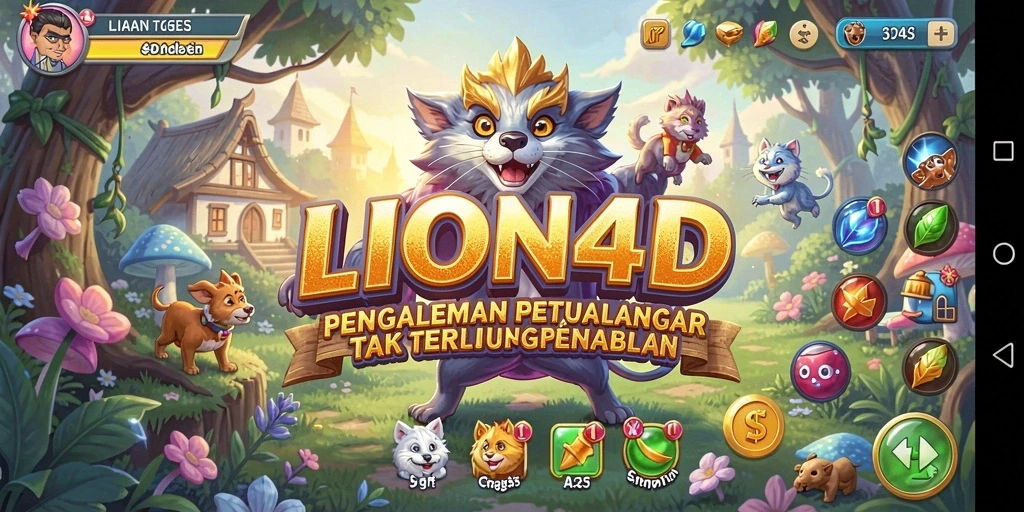 Screenshot LION4D menampilkan aksi petualangan yang seru di dalam hutan.