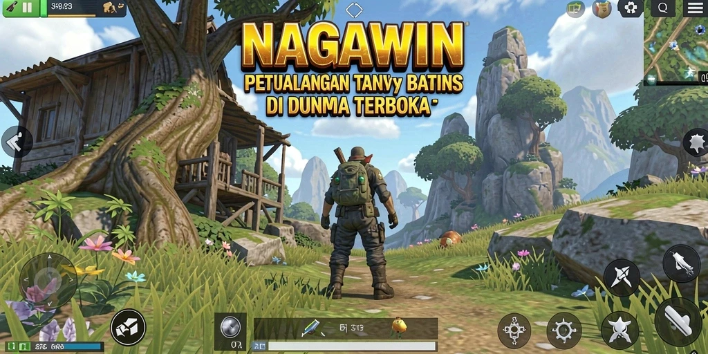 Screenshot gameplay NAGAWIN menampilkan dunia Open World yang menakjubkan.