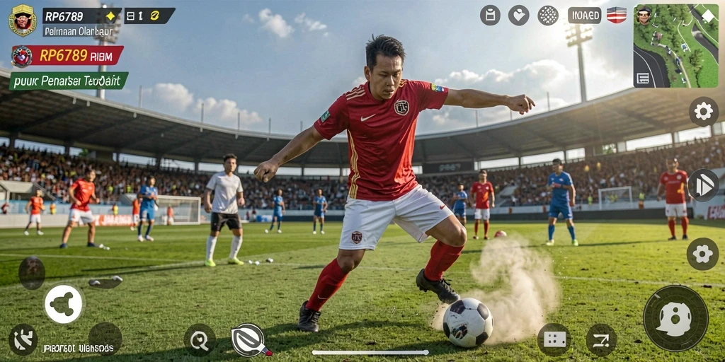 Gameplay menegangkan dalam pertandingan olahraga yang seru.