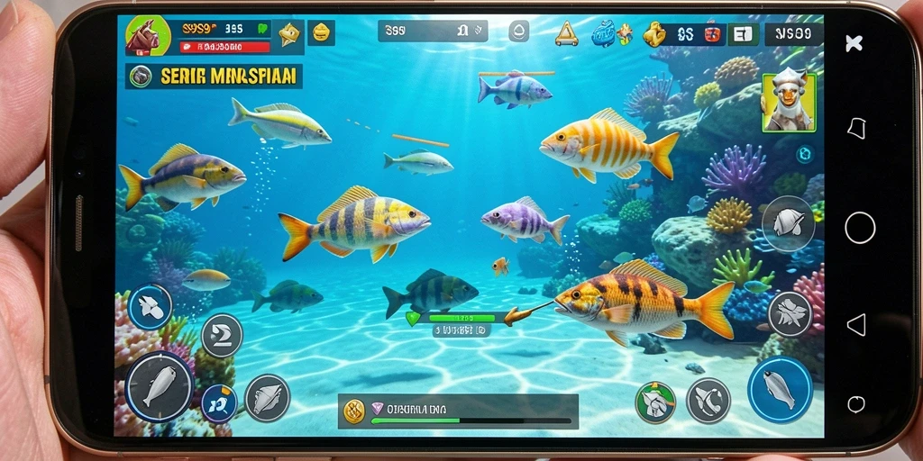 Gameplay seru S9S9 saat menembak ikan berwarna-warni.