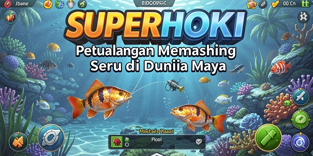 Screenshot SUPERHOKI menampilkan aksi memancing yang mendebarkan.