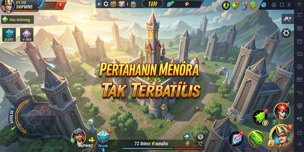 Gameplay Tower Defense menegangkan dengan strategi penempatan menara.