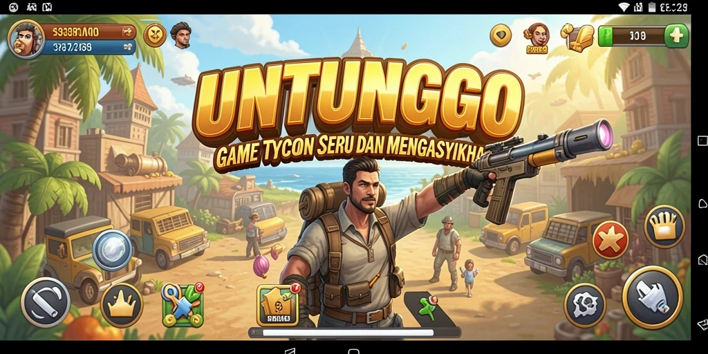Screenshot permainan UNTUNGGO yang menunjukkan dinamisnya gameplay Tycoon.