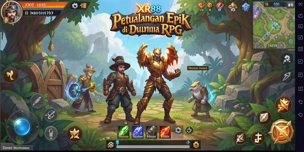 Tangkapan layar gameplay RPG XR88 dengan aksi seru dan karakter yang menarik.