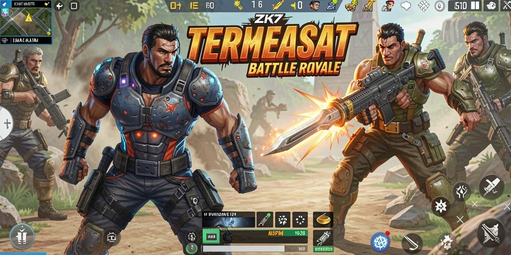 Tampilan gameplay intens dalam ZK7 dengan pertempuran seru.